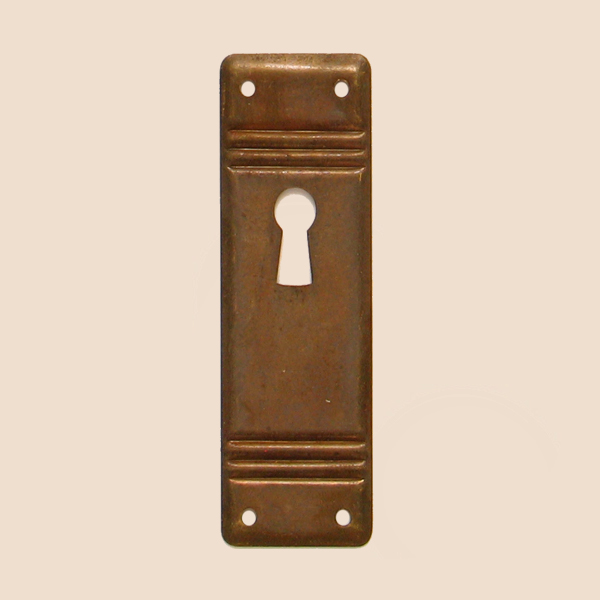 Jugendstil Möbelschild Messing MPA 27 x 75mm mit Schlüsselloch Serie JU004 Bild1