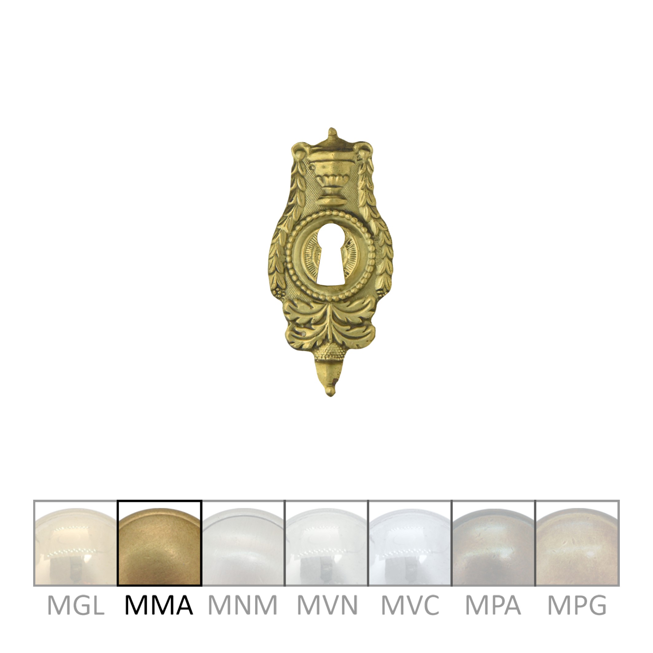 Klassizismus Möbelschild geprägt Messing MMA 35x77mm mit Schlüsselloch Serie KL063 Bild1