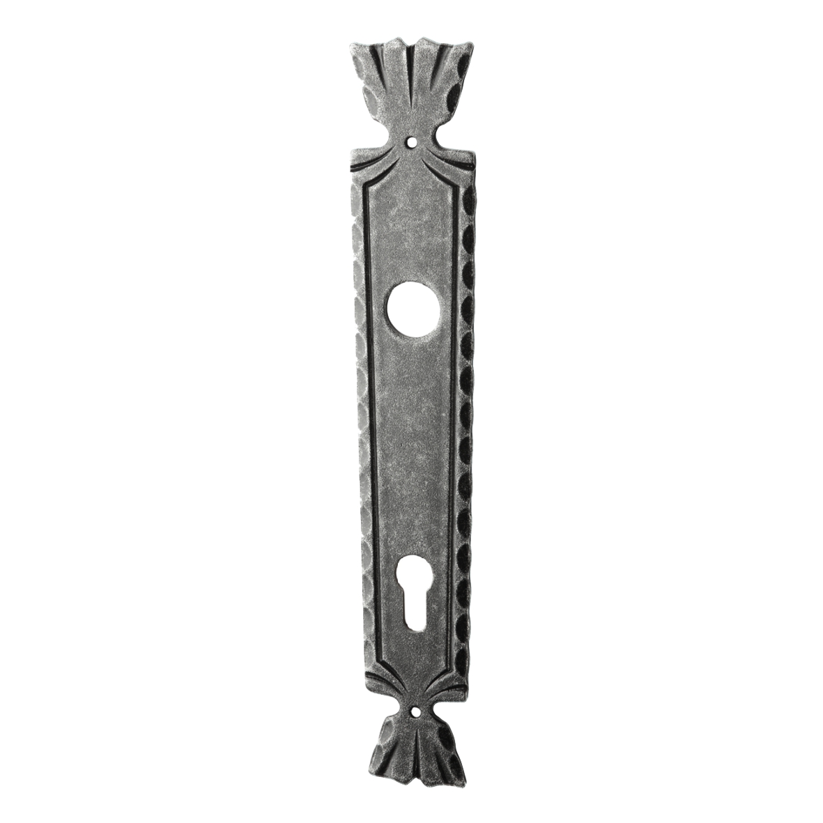 Haustürschild Dist. 92 mm PZ, Eisen schwarz passiviert L x B