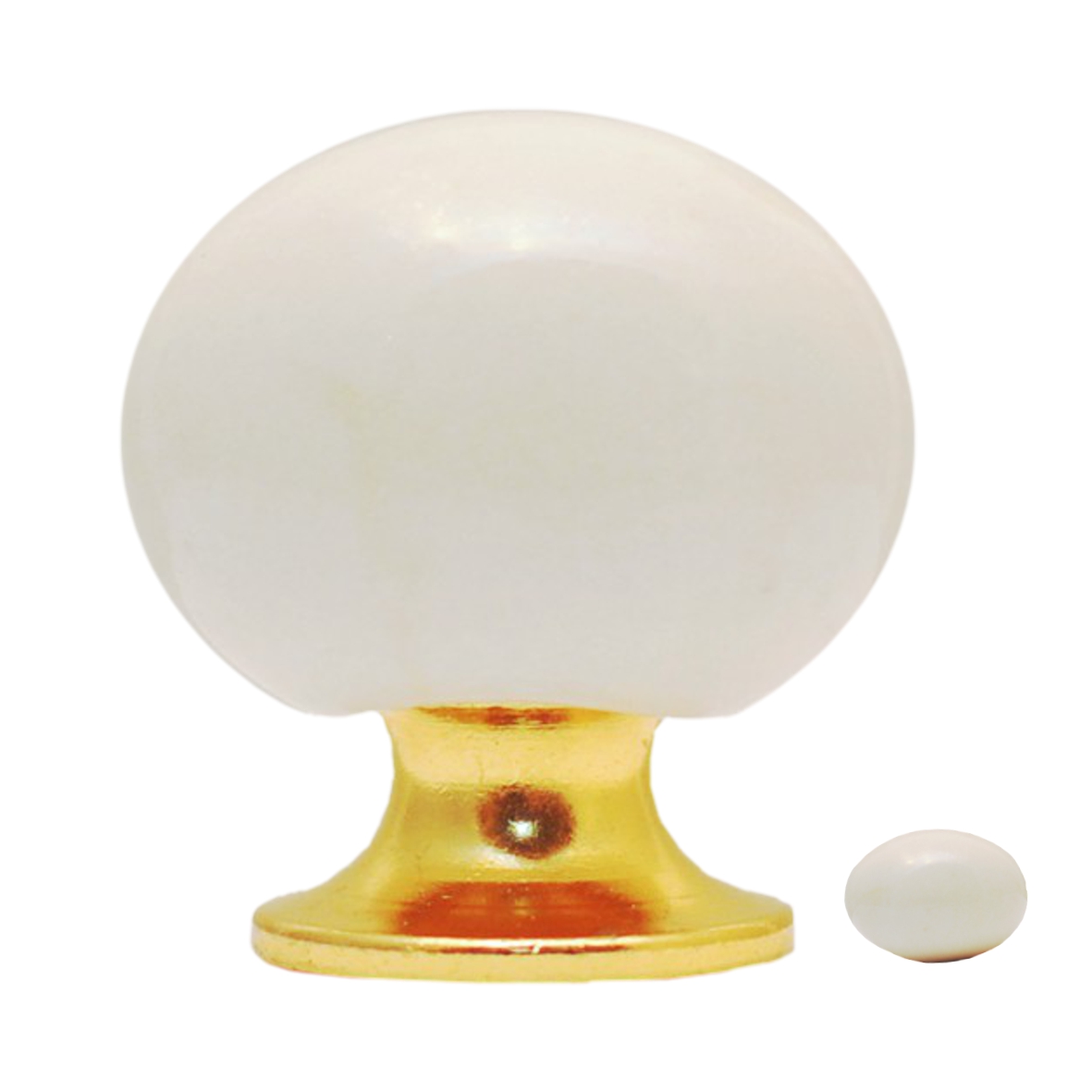Porzellanknopf weiß oval mit Messing Sockel Serie KN226 Bild1