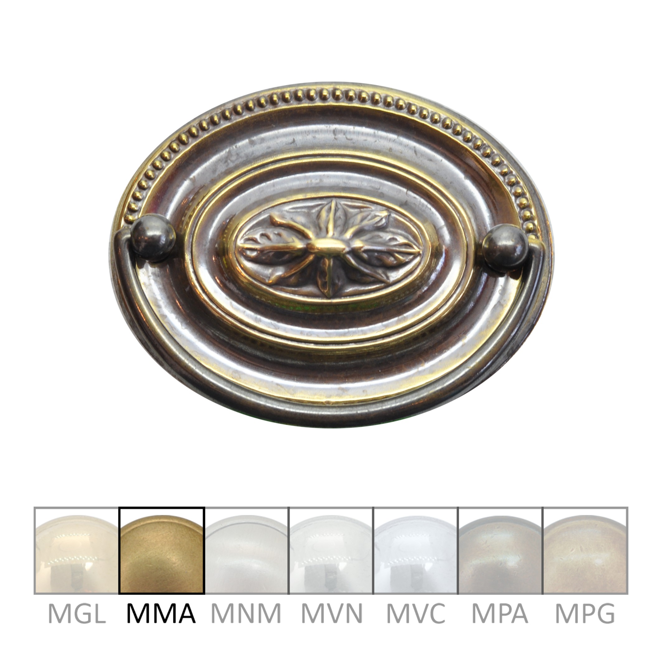 Klassizismus Möbelschild geprägt Messing MMA 87x67mm mit Griff Serie KL084 Bild1