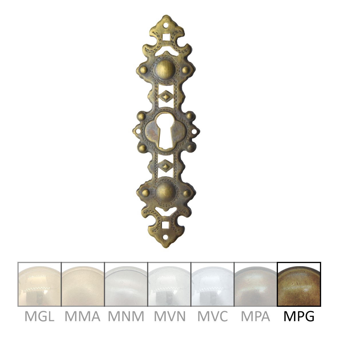 Historismus Möbelschild geprägt Messing MPG 32 X 108mm mit Schlüsselloch Serie HI029 Bild1