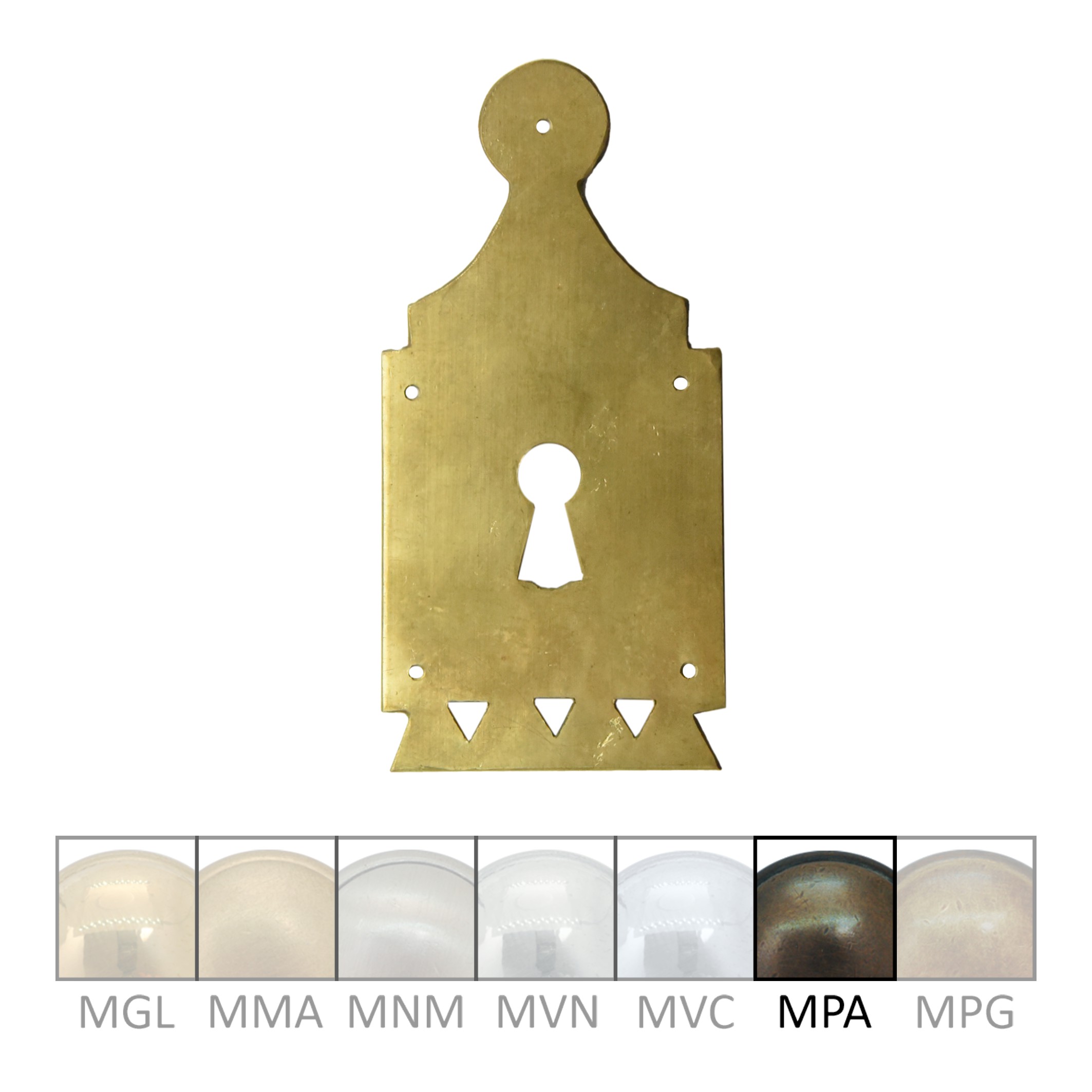Klassizismus Möbelschild Messing patiniert MPA 55x118mm mit Schlüsselloch Serie KL114 Bild1