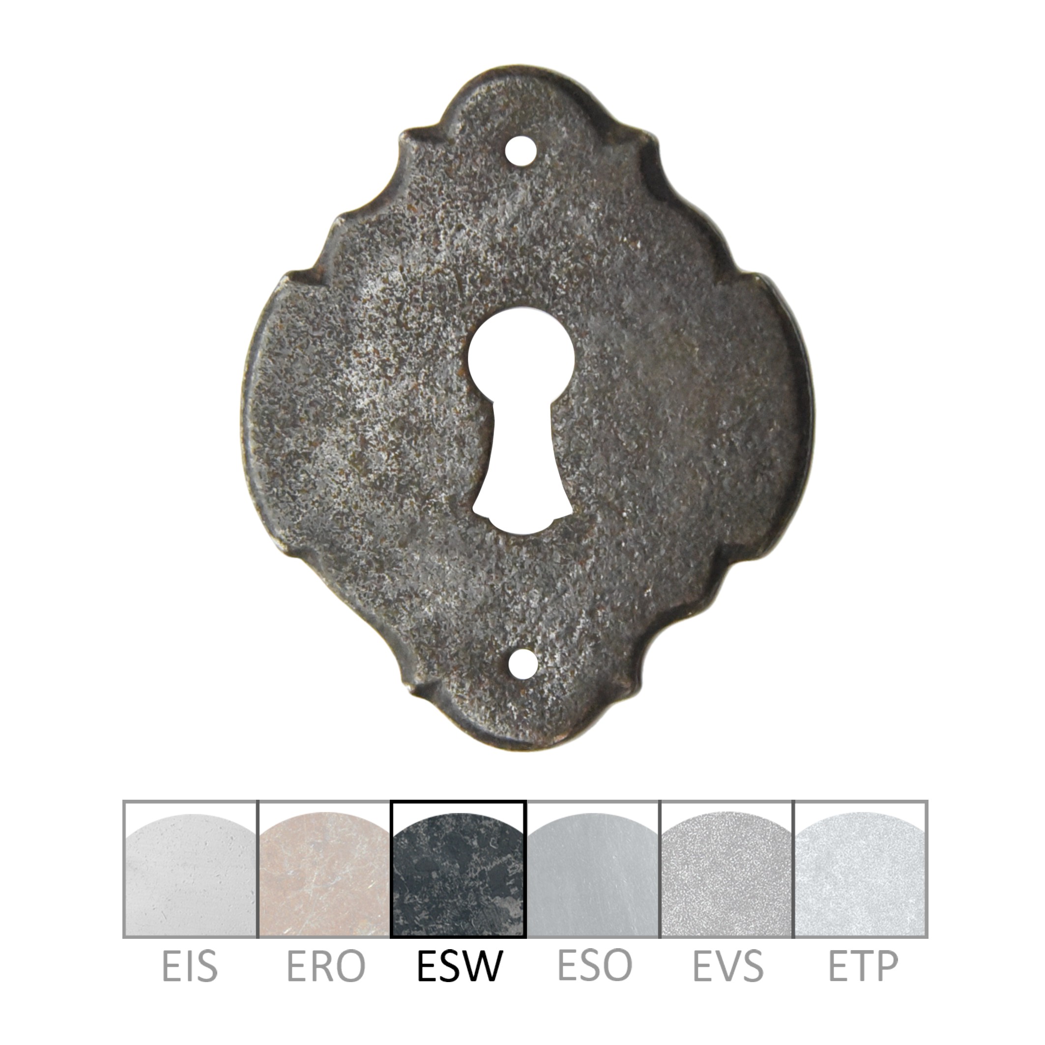 Schlüsselschild in Eisen Schwarz. 46x55 mm Bild1 Barock Schlüsselschild BXH