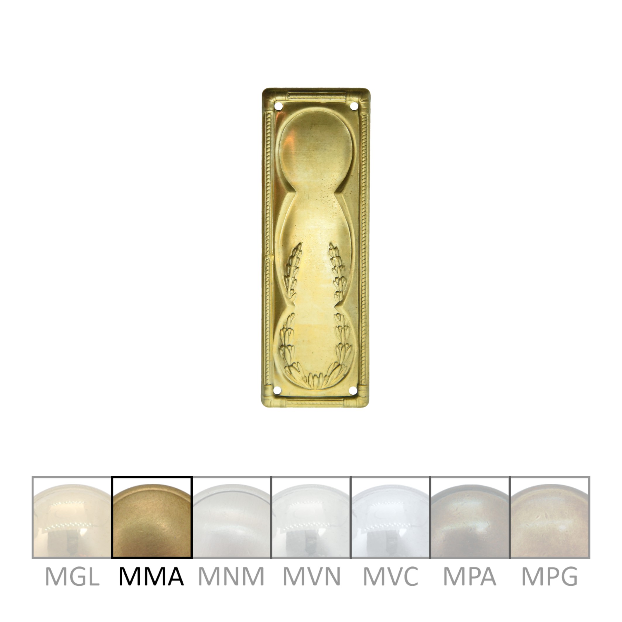 Jugendstil Möbelschild geprägt Messing MMA 34 x 96mm mit Schlüsselloch Serie JU030 Bild1