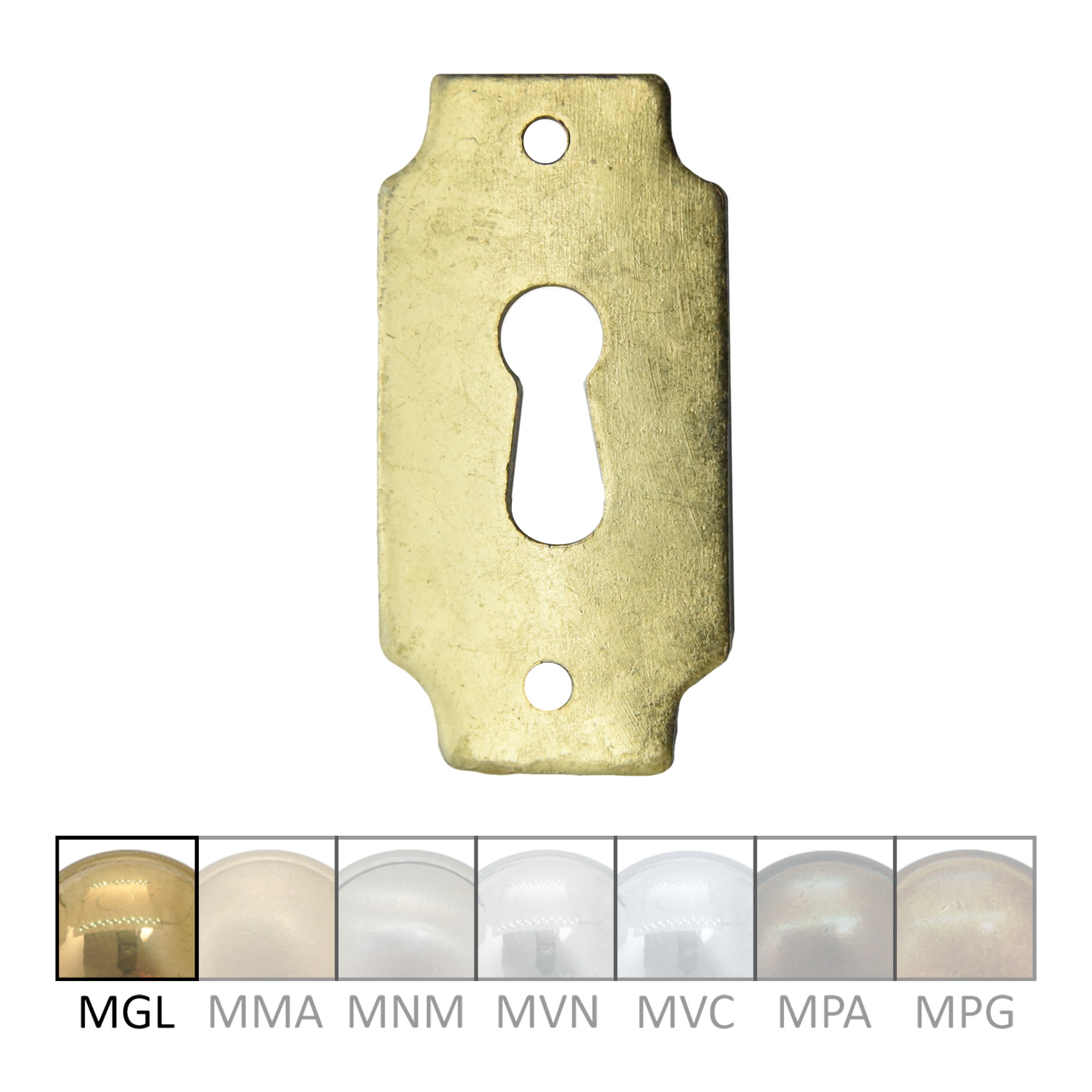 Klassizismus Möbelschild Eisen vermessingt EVM 32x62mm mit Schlüsselloch Serie KL116 Bild1