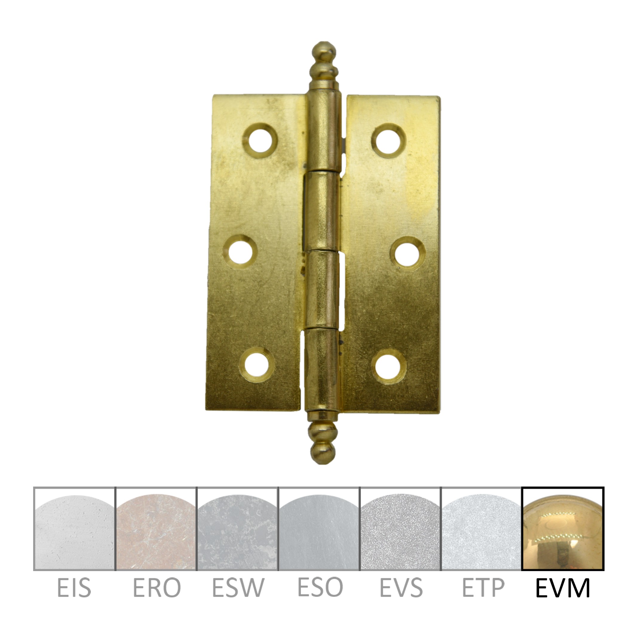 Möbelscharnier in Eisen vermessingt, a= 50-60 mm, b=40-45 mm Bild1 Möbelscharnier EVM a= 50mm b=40mm Serie MB011 Bild1