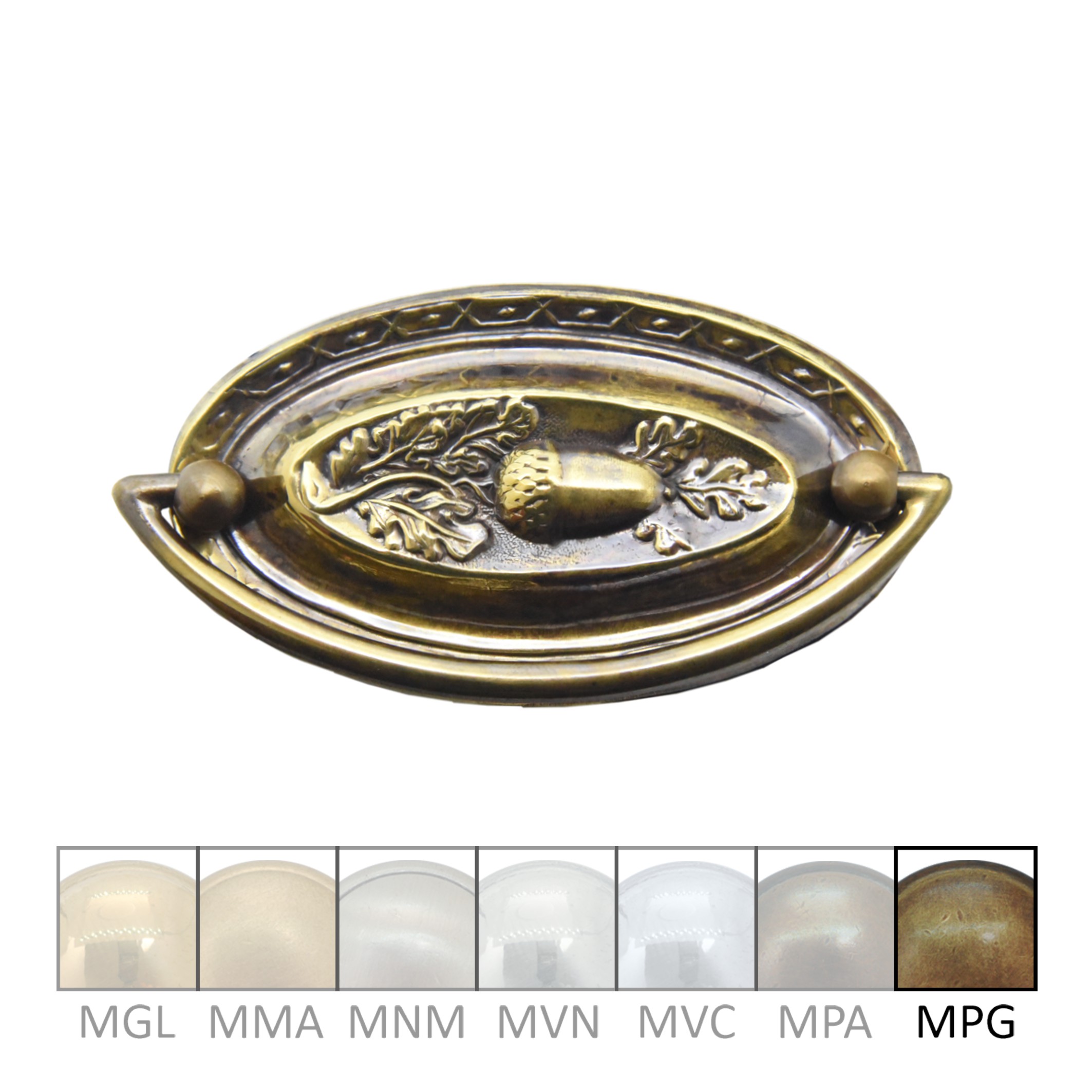Klassizismus Möbelschild geprägt Messing MPG 92x51mm mit Griff Serie KL106 Bild1