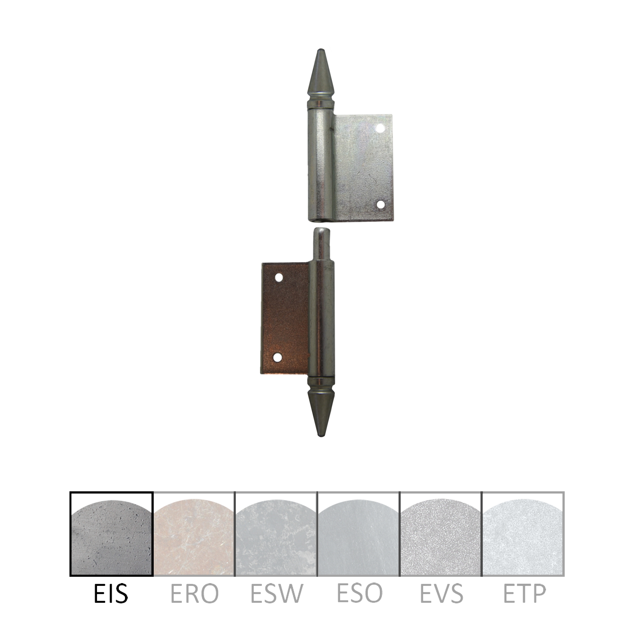 Einstemmband versetzt fester Stift 100mm links mit Zierspitze Serie FB034 Bild1