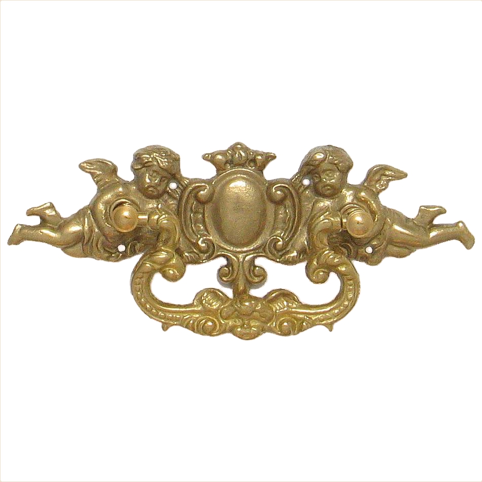 Historismus Möbelschild gegossen Messing MMA 124 x 44mm mit Griff Serie HI008 Bild1
