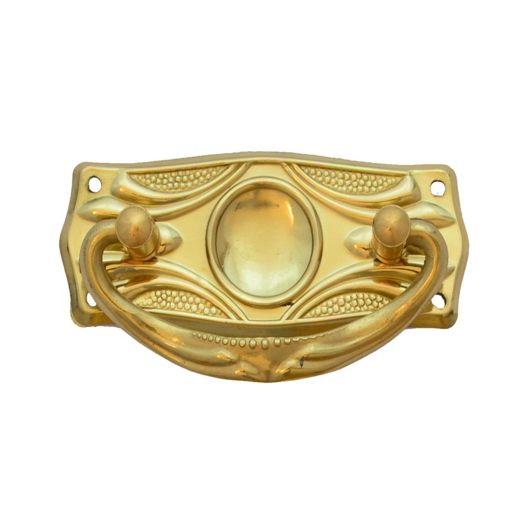 Jugendstil Möbelschild geprägt Messing MGL 70 x 28mm mit Griff Serie JU017 Bild1