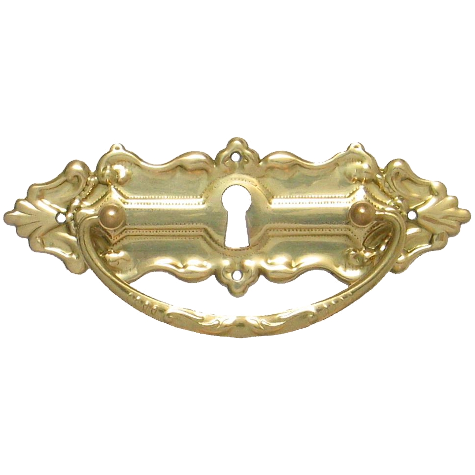 Historismus Möbelschild geprägt - Messing glänzend - 113 x 39 mm der Serie HI001 Bild1 Historismus Möbelschild geprägt Messing MGL 113 x 39mm mit Griff und Schlüsselloch Serie HI001 Bild1