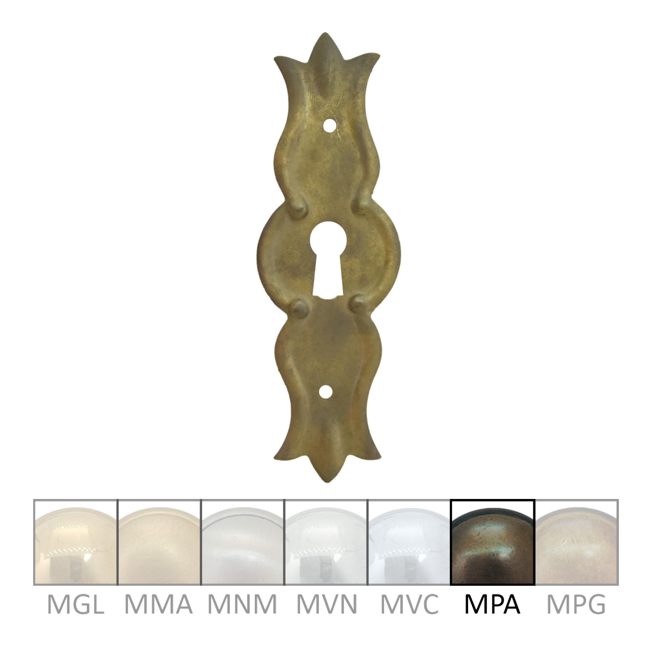 Barock Schlüsselschild 100 x 30mm mit Schlüsselloch, Messing MPA Serie BA005 Bild1