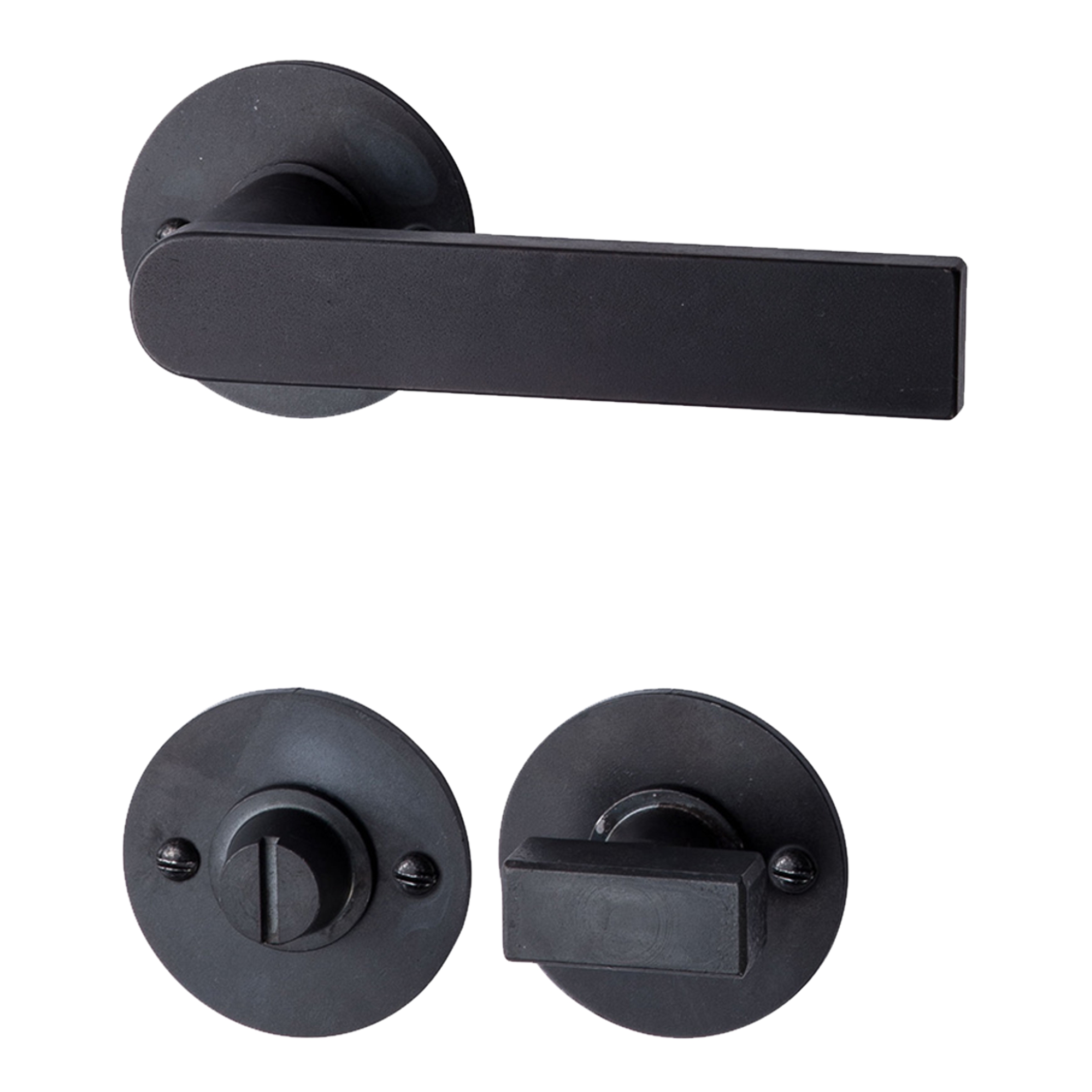 Rosettengarnitur WC in Eisen. Rosette Rosettengarnitur in Eisen Schwarz gebrannt & gewachst WC mit TD082 Serie TG543 Bild1