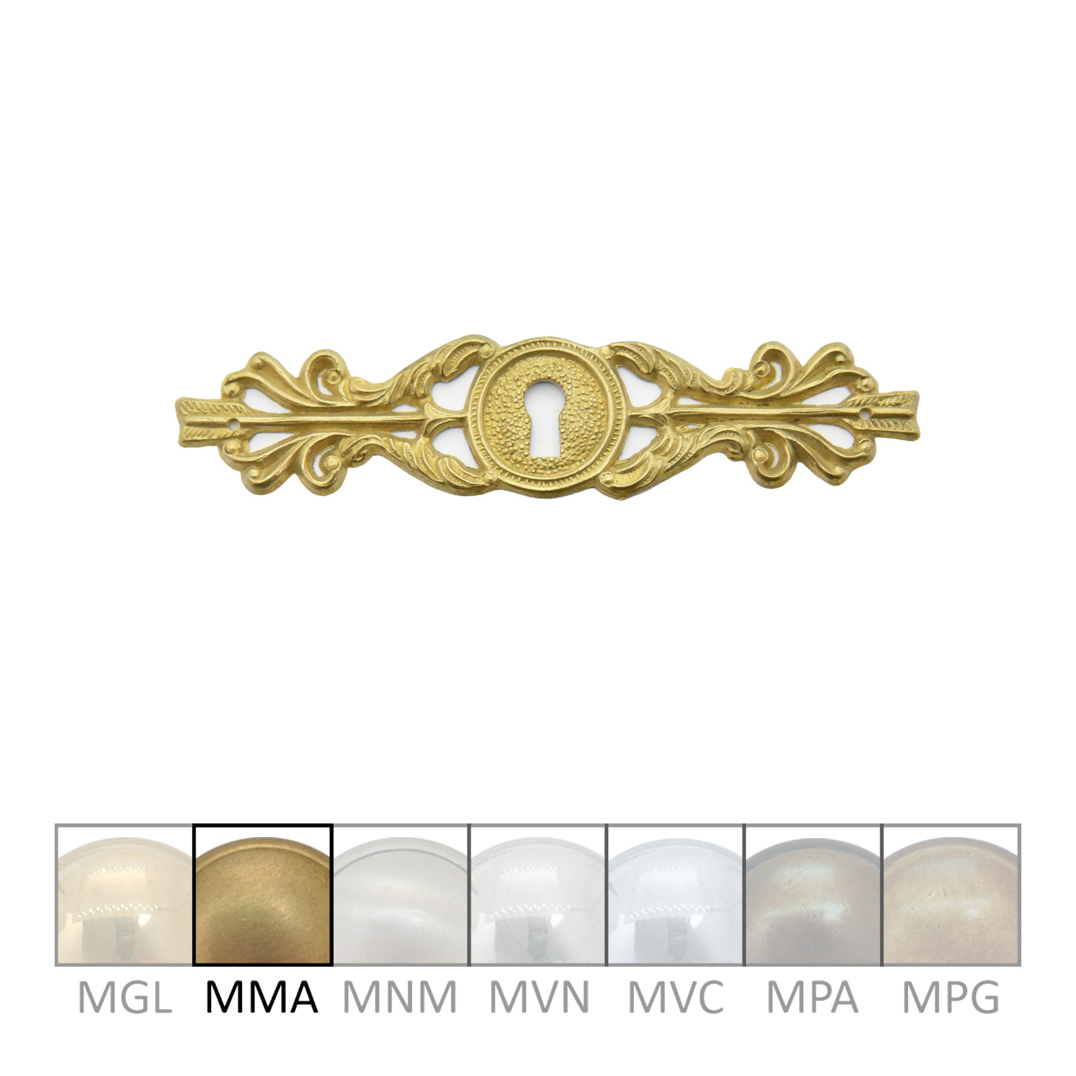 Klassizismus Möbelschild gegossen Messing MMA 125x28mm mit Schlüsselloch Serie KL007 Bild1