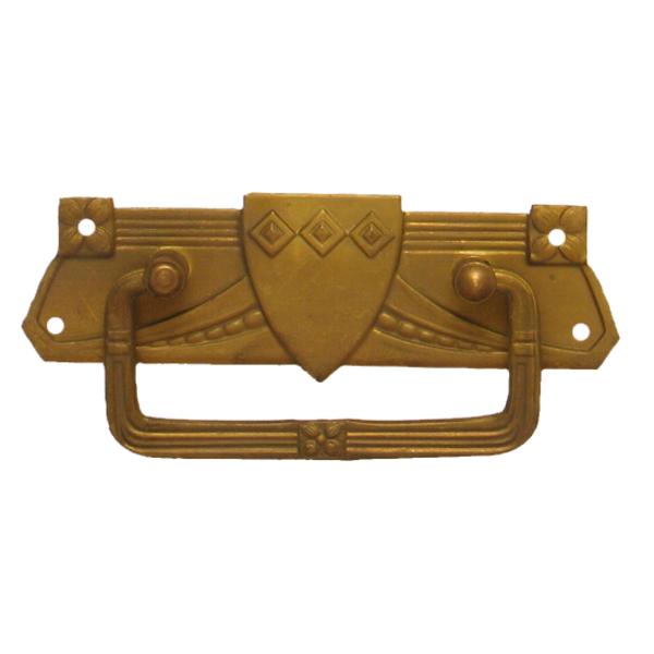 Jugendstil Möbelschild geprägt Messing MPG 97 x 31mm mit Griff Serie JU010 Bild1