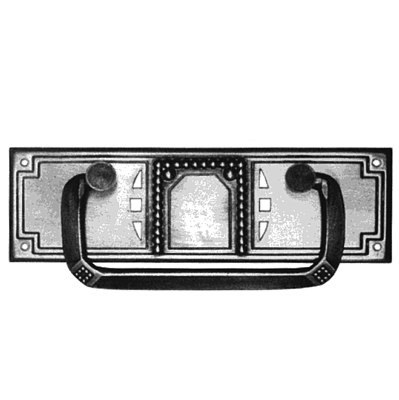 Jugendstil Möbelschild geprägt Messing MMA 97 x 33mm mit Griff Serie JU024 Bild1