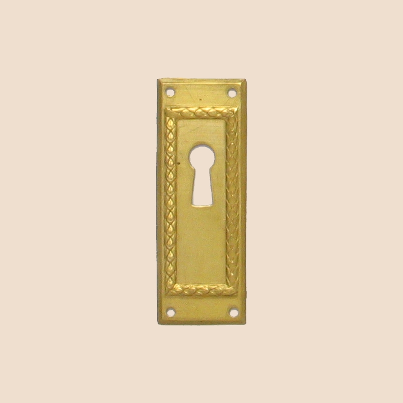 Jugendstil Möbelschild Messing MGL 24 x 65mm mit Schlüsselloch Serie JU014 Bild1