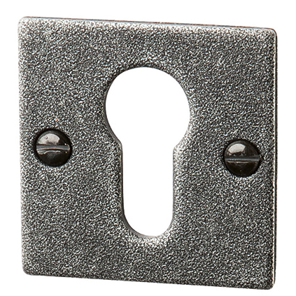 Bauhaus - Stil Schlüssellochrosette PZ-Lochung Eisen schwarz passiviert Serie TR505 Bild1