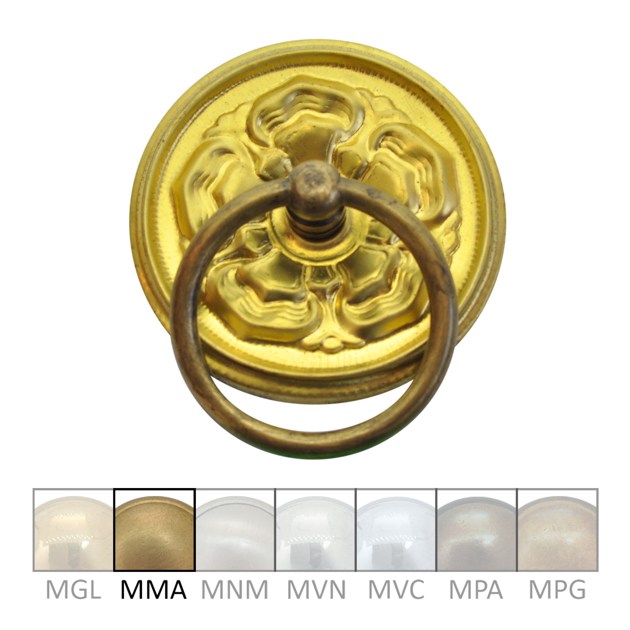 Klassizismus Möbelschild geprägt Messing MMA D77mm Griff Serie KL095 Bild1