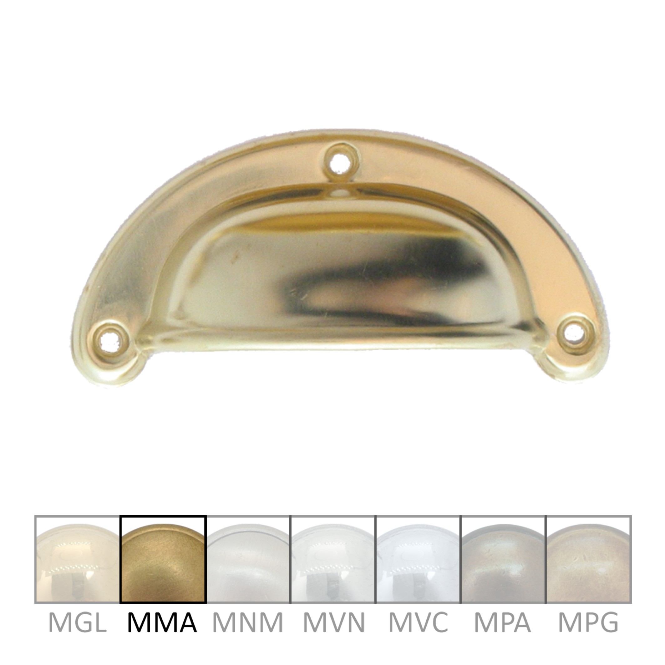 Muschelgriff mit umbördelter Kante Messing MMA 80 x 22mm Serie JU020 Bild1