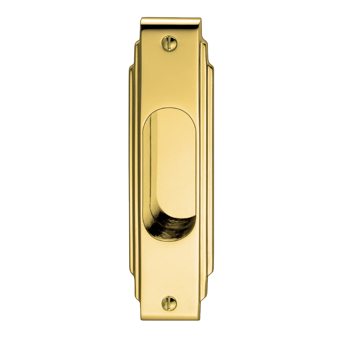 Schiebetürgriffmuschel in Messing. 145x37 mm  Bild1 Schiebetürmuschel Messing MGL 145x37mm Serie SG007 Bild1