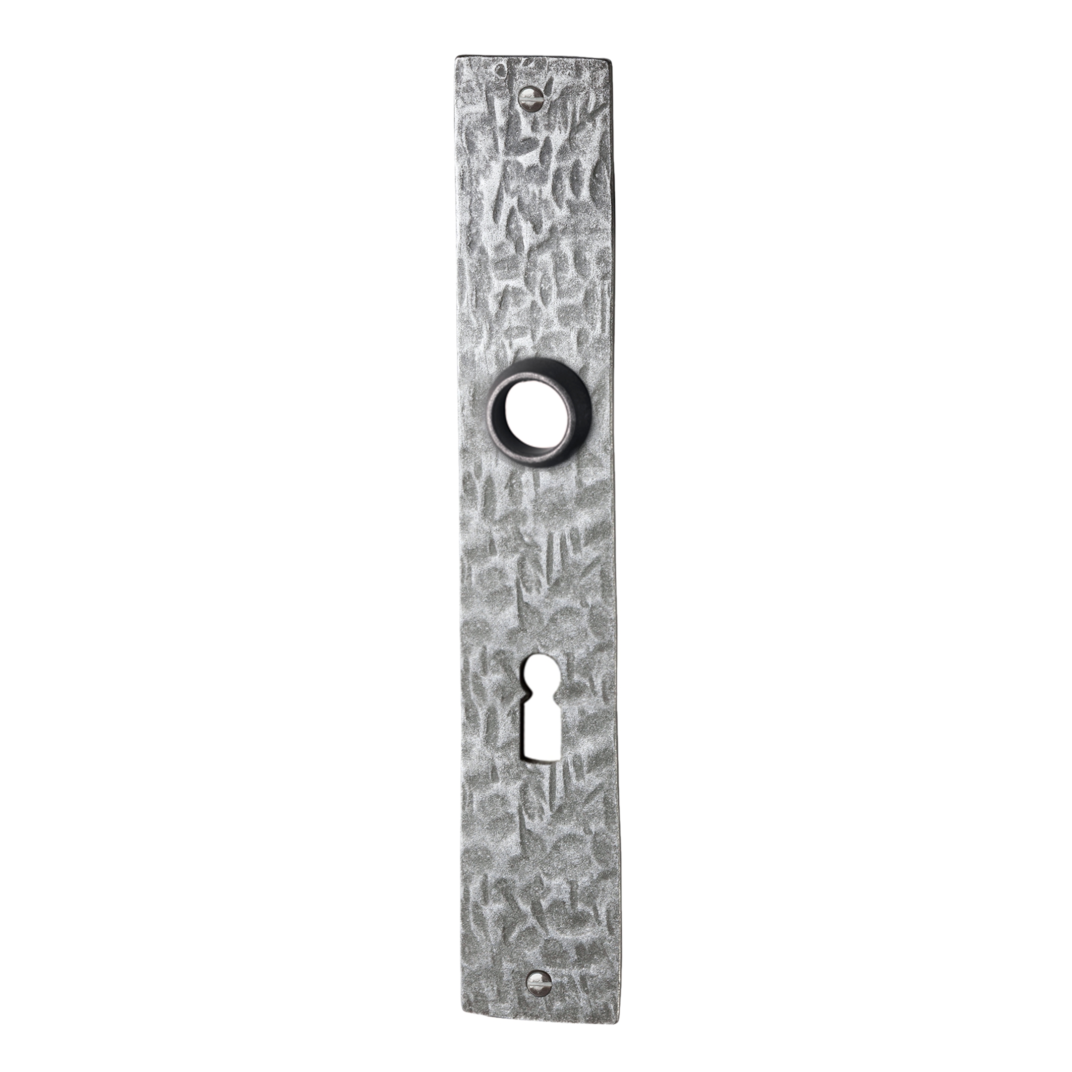 Zimmertürschild Dist. 72 mm BB, Eisen thermopatiniert ® L x B