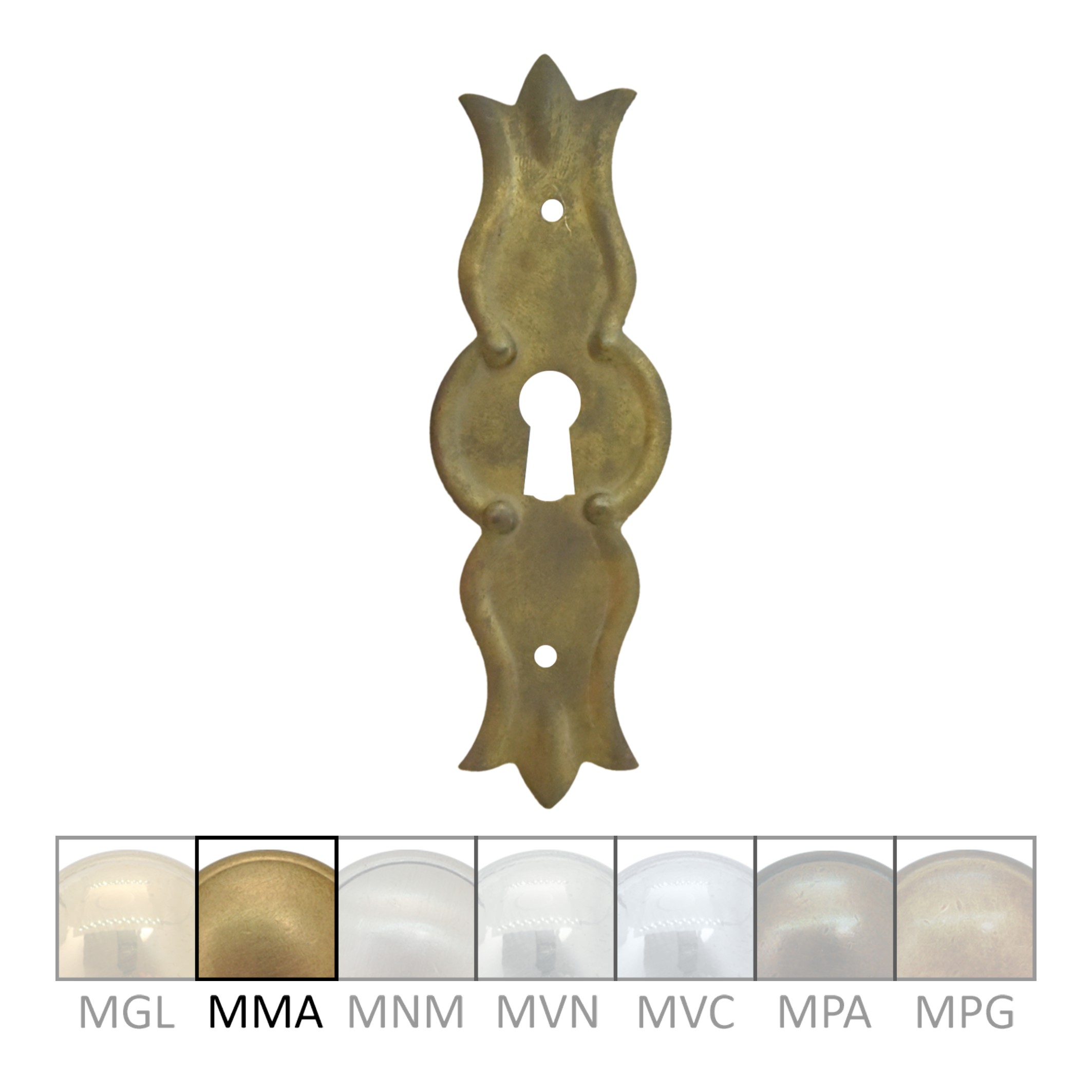 Barock Schlüsselschild 100 x 30mm mit Schlüsselloch, Messing MMA Serie BA005 Bild1