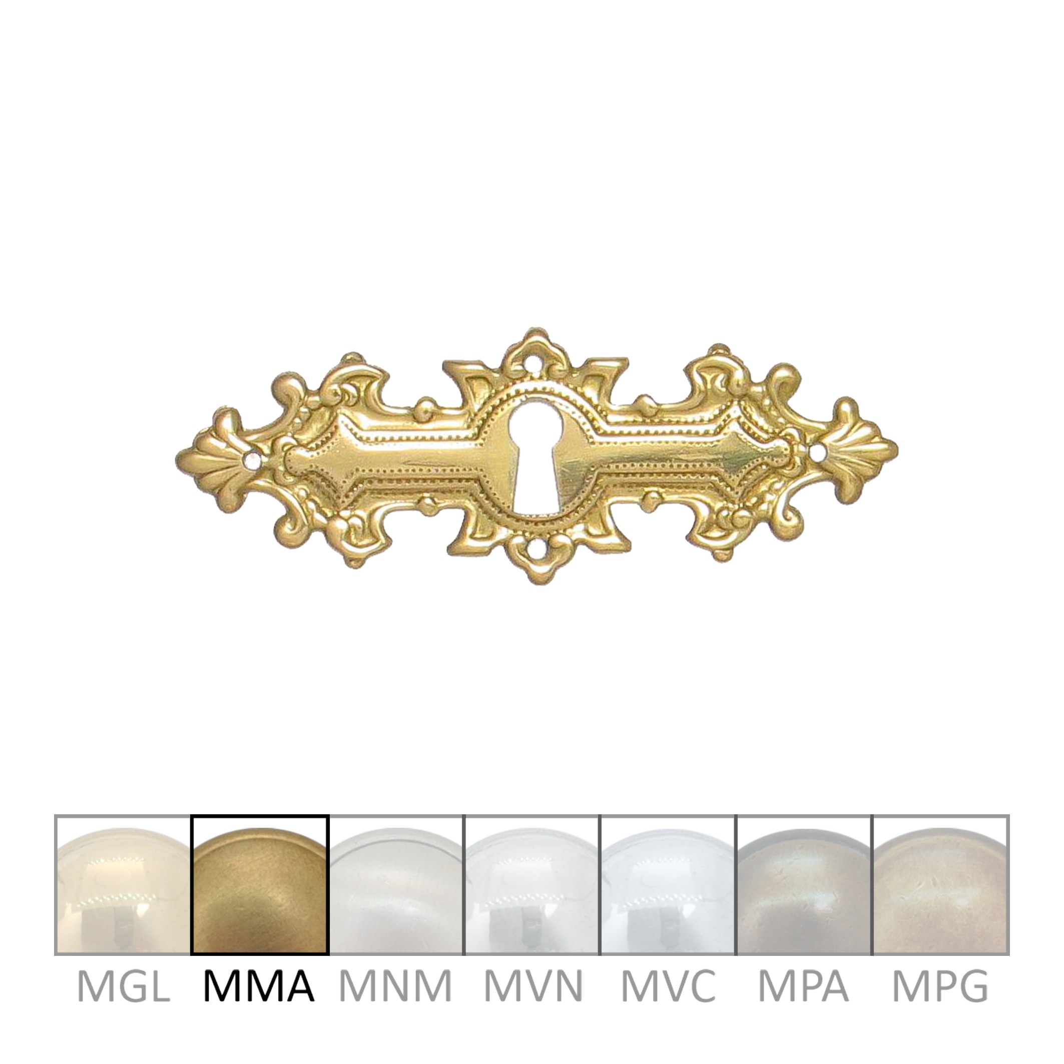Historismus Möbelschild geprägt Messing MMA 115 x 39mm mit Schlüsselloch Serie HI002 Bild1