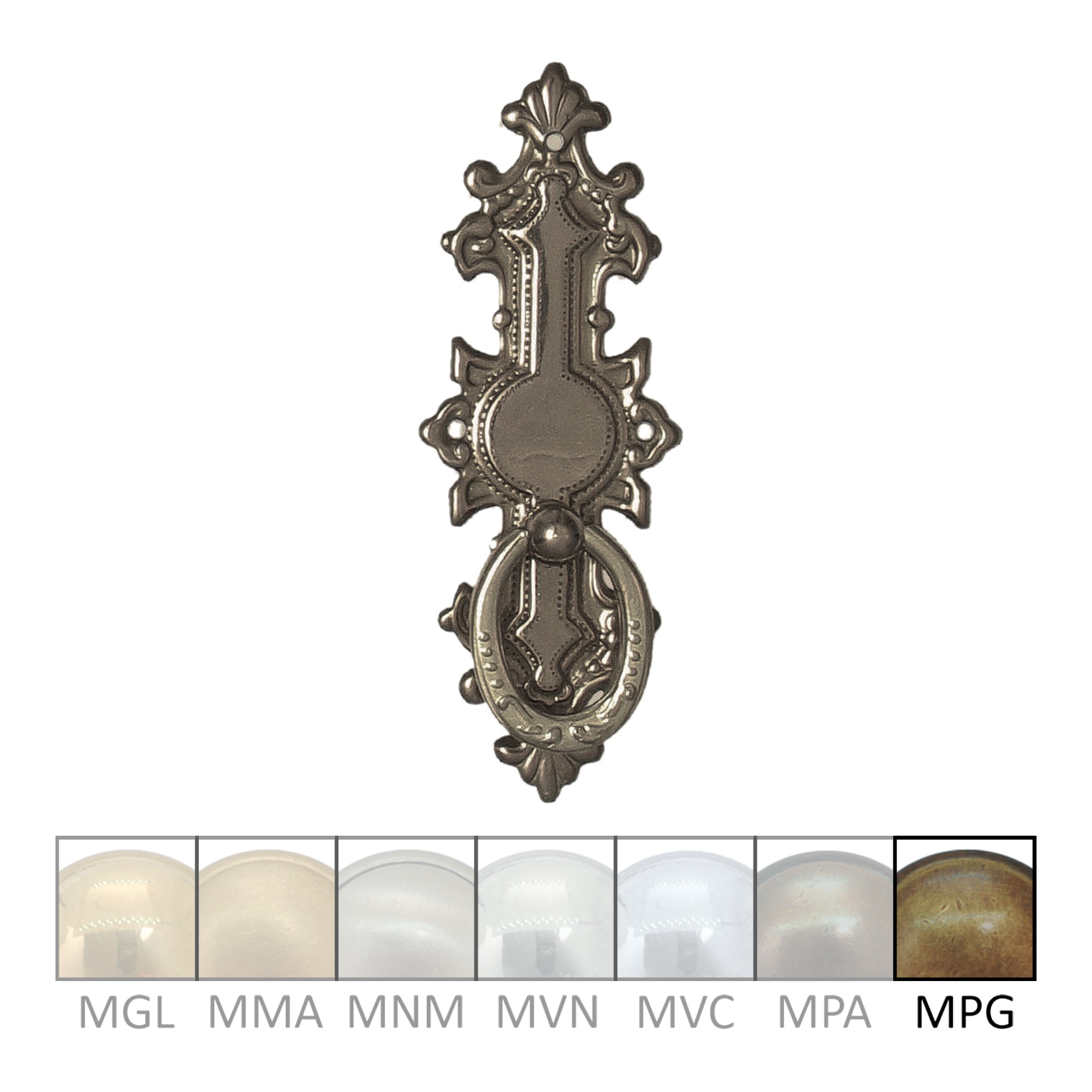 Historismus Möbelschild geprägt Messing MPG 34 x 95mm mit Griff Serie HI002 Bild1