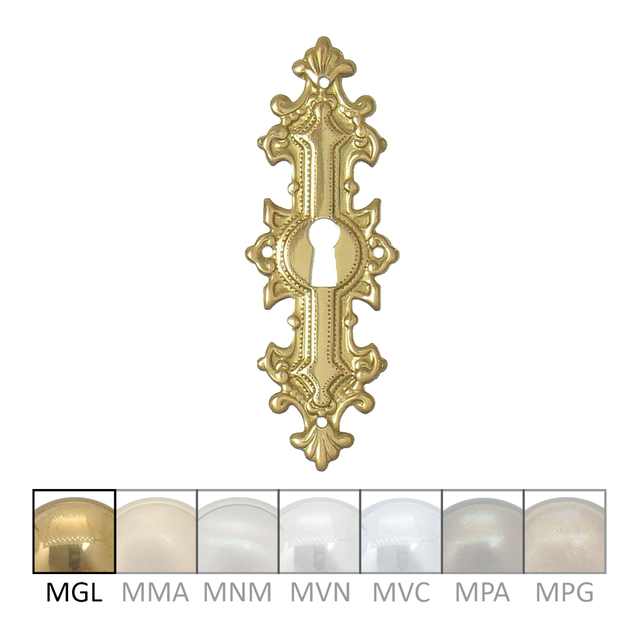 Historismus Möbelschild Messing MGL 34 x 95mm mit Schlüsselloch Serie HI002 Bild1