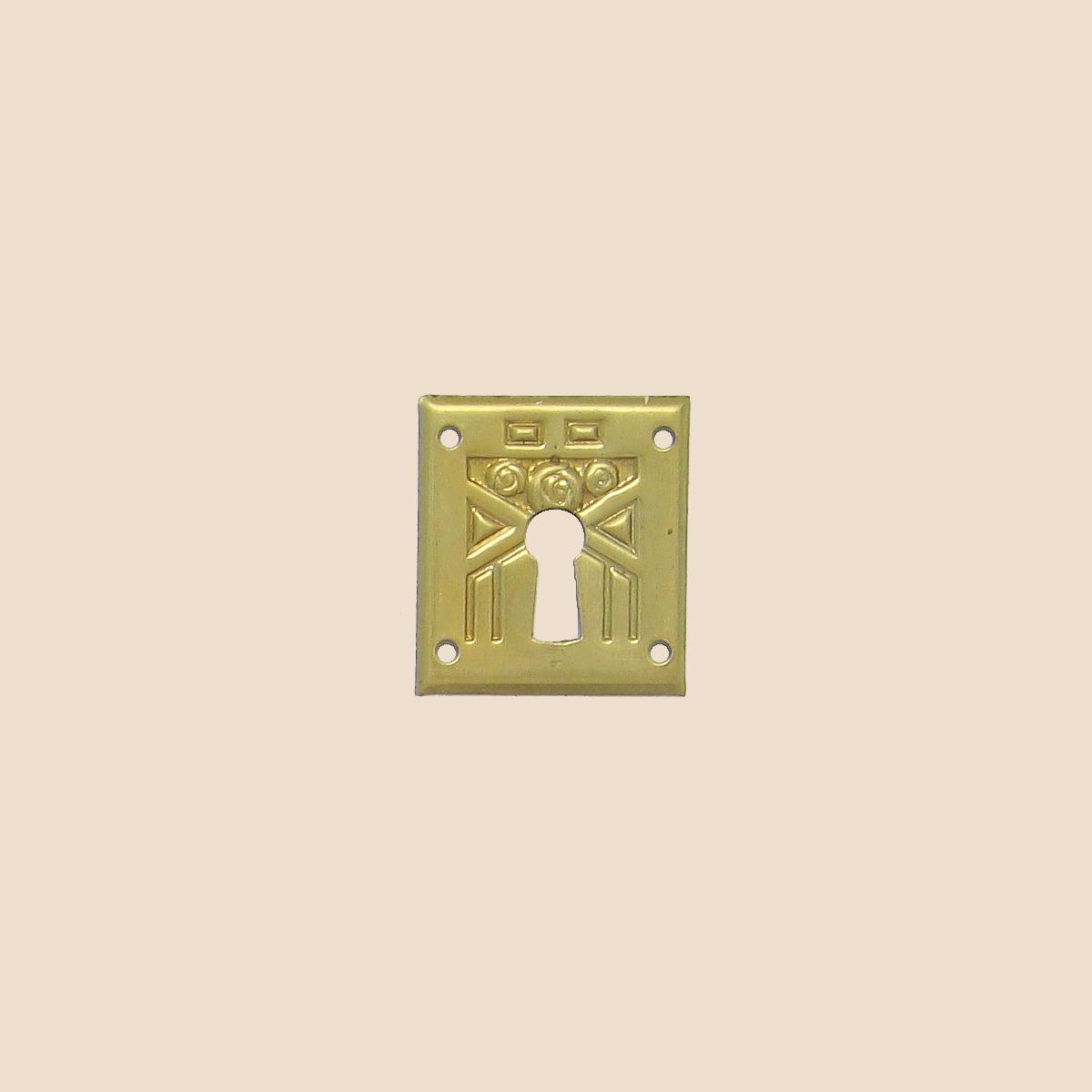 Jugendstil Möbelschild Messing MPA 30 x 32mm mit Schlüsselloch Serie JU011 Bild1