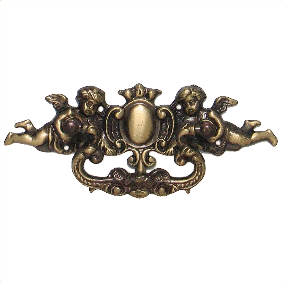 Historismus Möbelschild gegossen Messing MPG 124 x 44mm mit Griff Serie HI008 Bild1