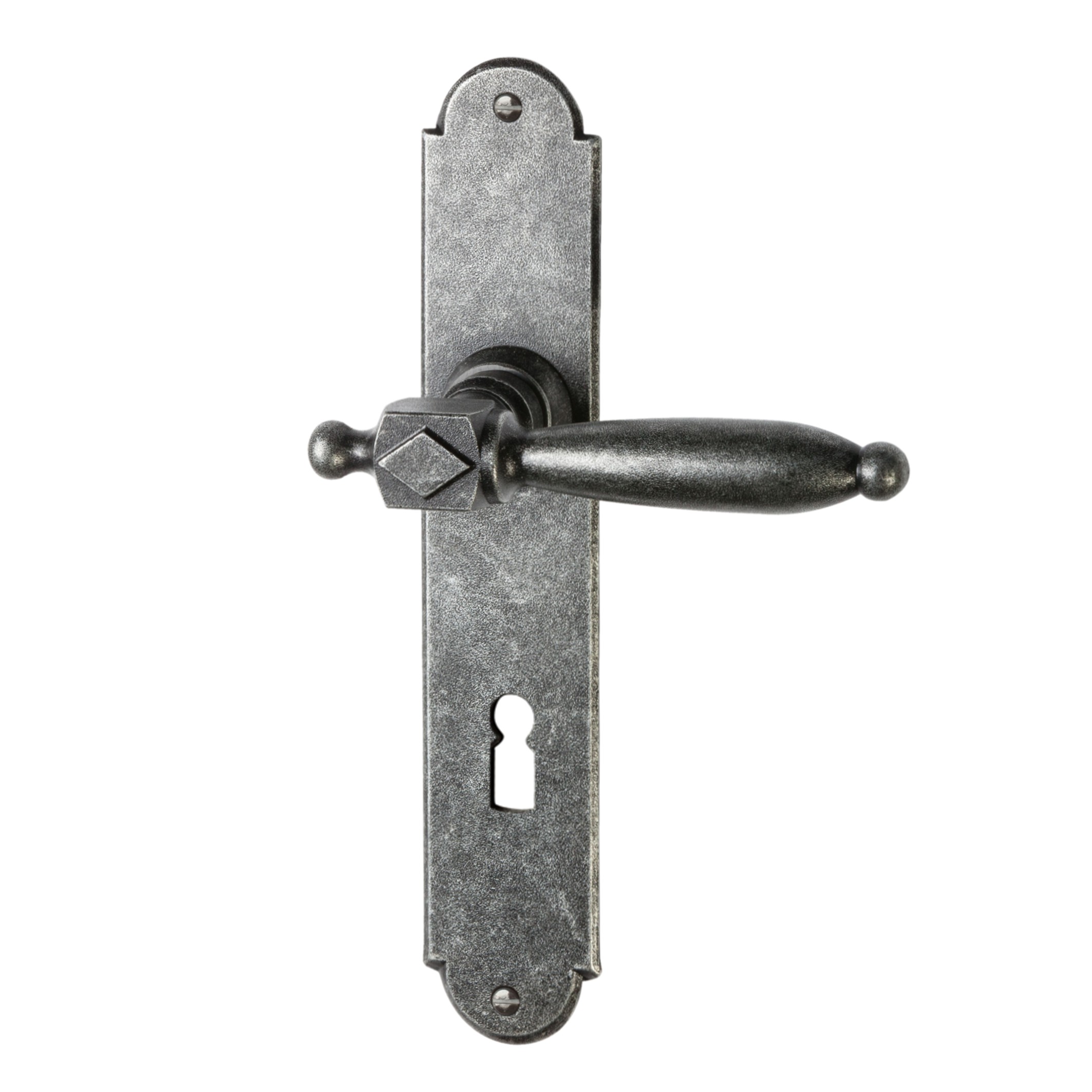 Zimmertürgarnitur BB. Dist. 72 in Eisen. LxB Zimmertürgarnitur in Schmiedeeisen schwarz passiviert BB 72 mit TD068 Serie TG501 Bild1
