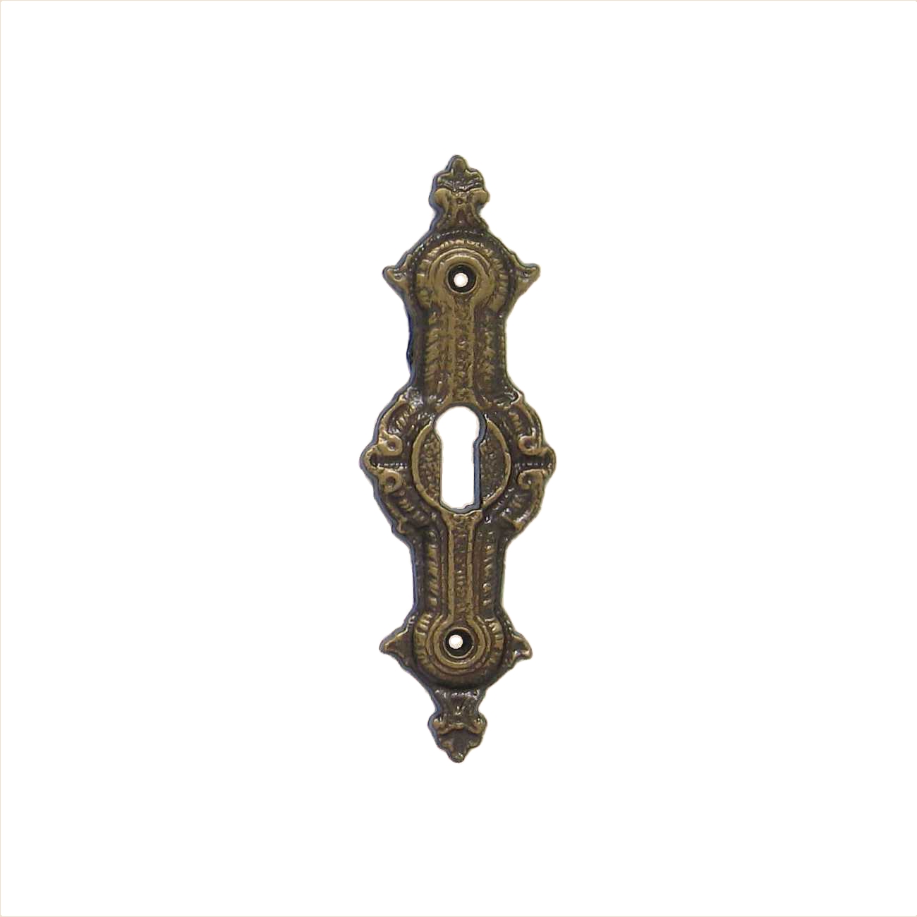 Historismus Möbelschild gegossen Messing MPG 28 x 86mm mit Schlüsselloch Serie HI007 Bild1