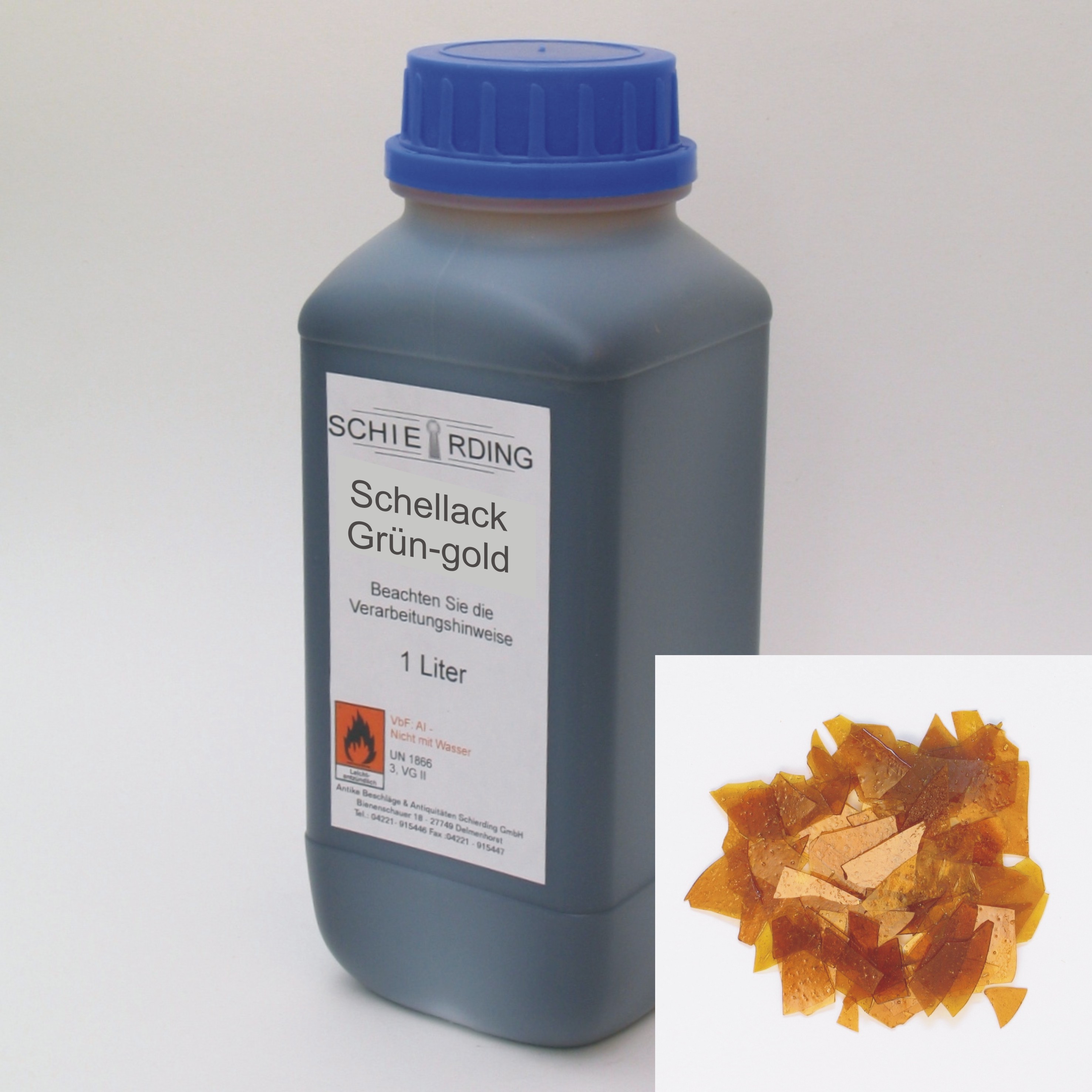 Gelöster Schellack grün-gold 1 Liter Serie LA003 Bild1