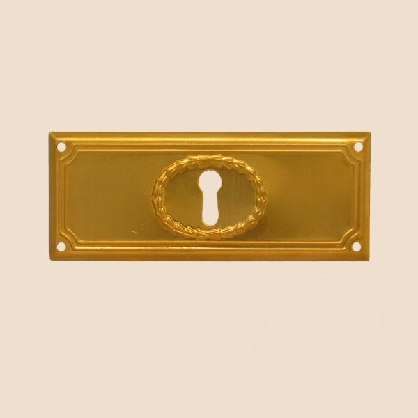 Jugendstil Möbelschild geprägt Messing MMA 100 x 38mm mit Schlüsselloch Serie JU003 Bild1