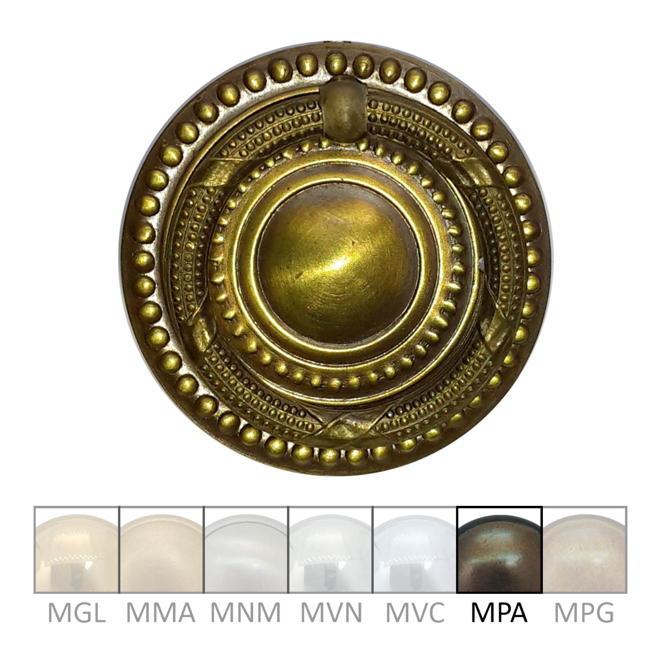 Klassizismus Möbelschild geprägt Messing MPA D55mm Griff Serie KL086 Bild1