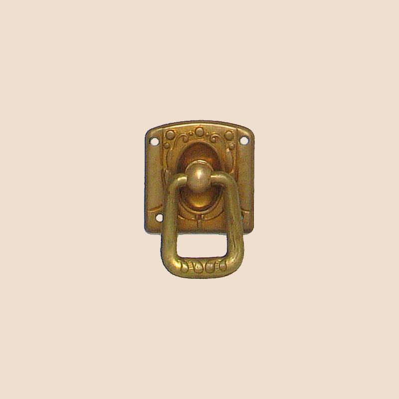 Jugendstil Möbelschild geprägt Messing MPG 30 x 30mm mit Griff Serie JU015 Bild1