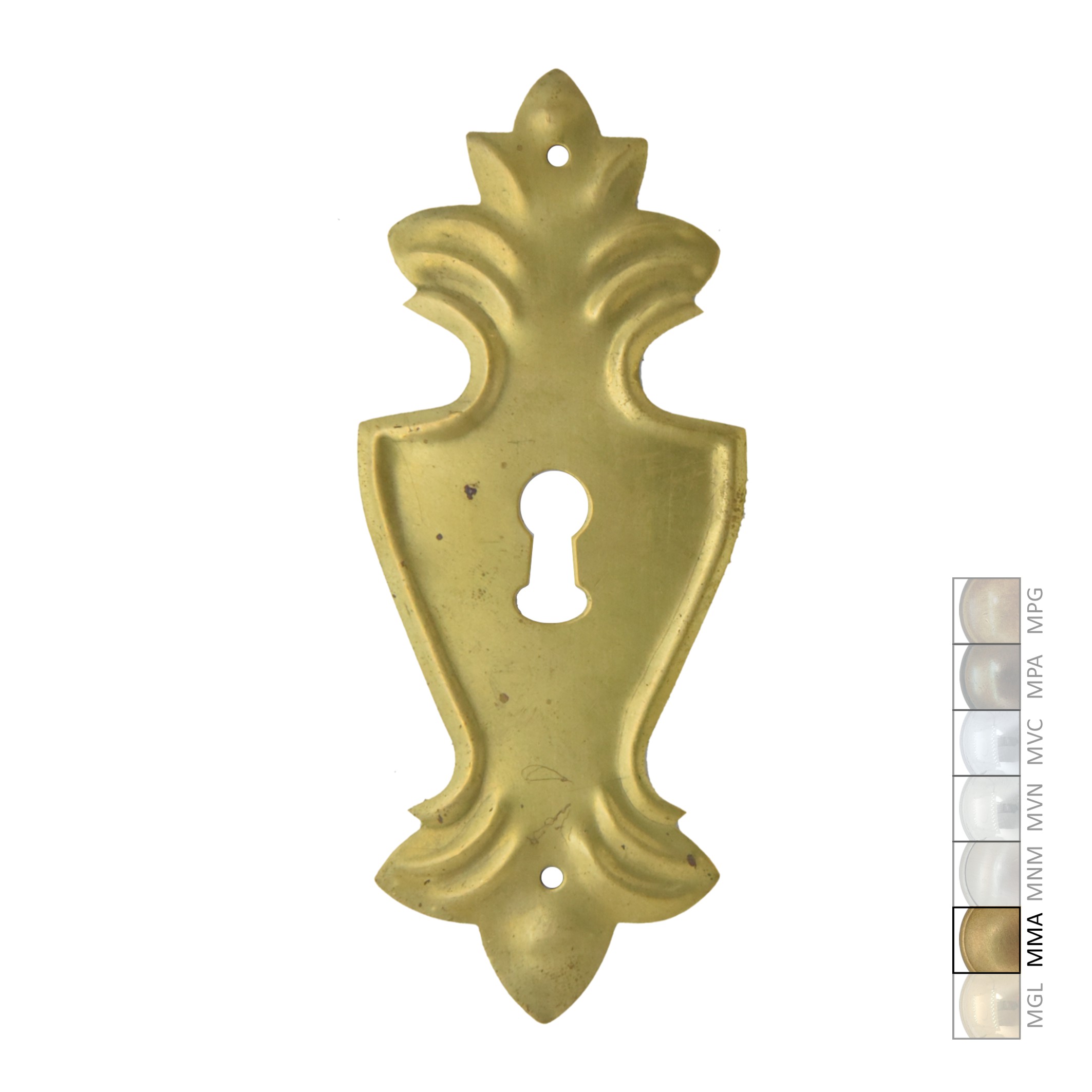 Barock Schlüsselschild 53 x 130mm mit Schlüsselloch, Messing MMA Serie BA025 Bild1