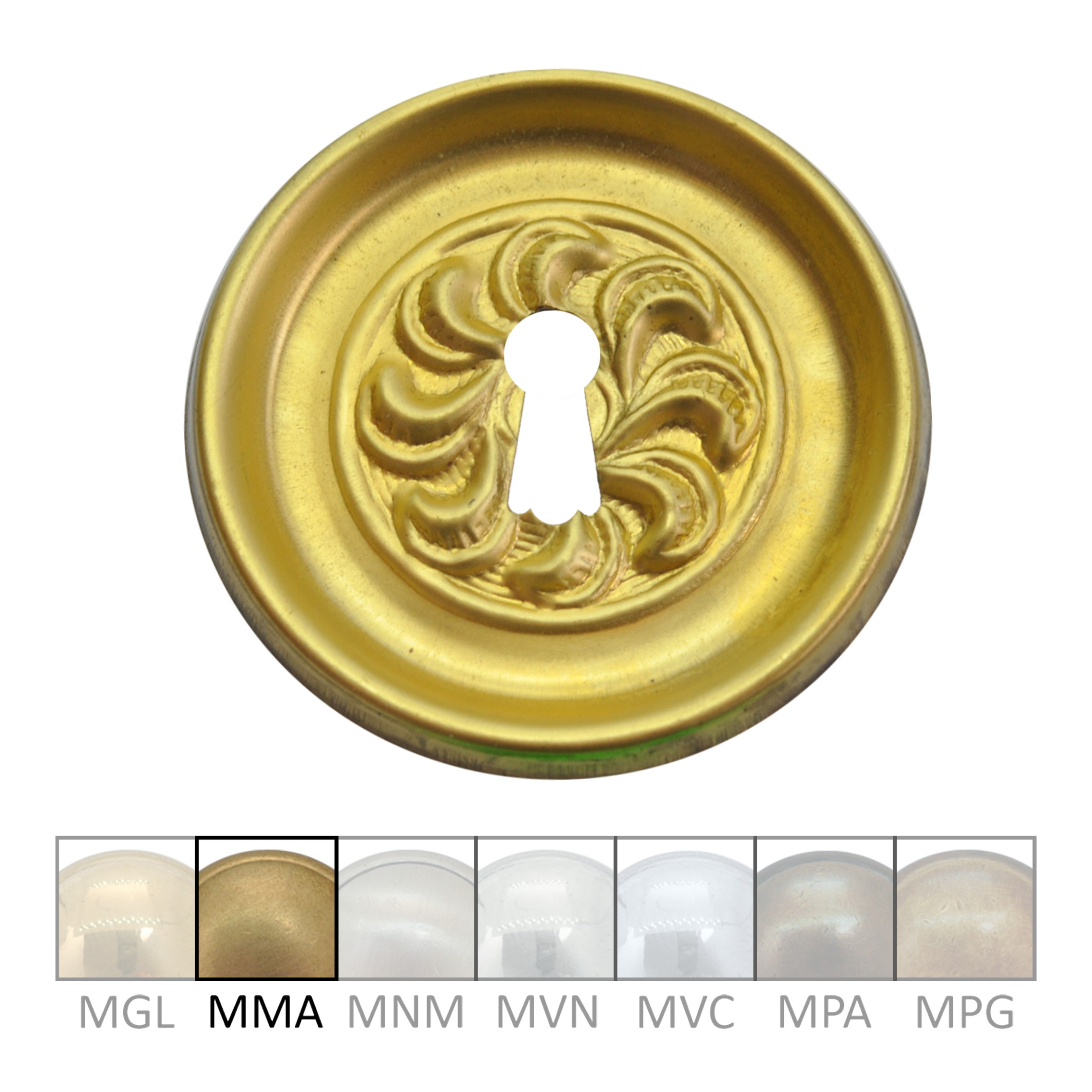 Klassizismus Möbelschild geprägt Messing MMA D65mm Schlüsselloch Serie KL090 Bild1