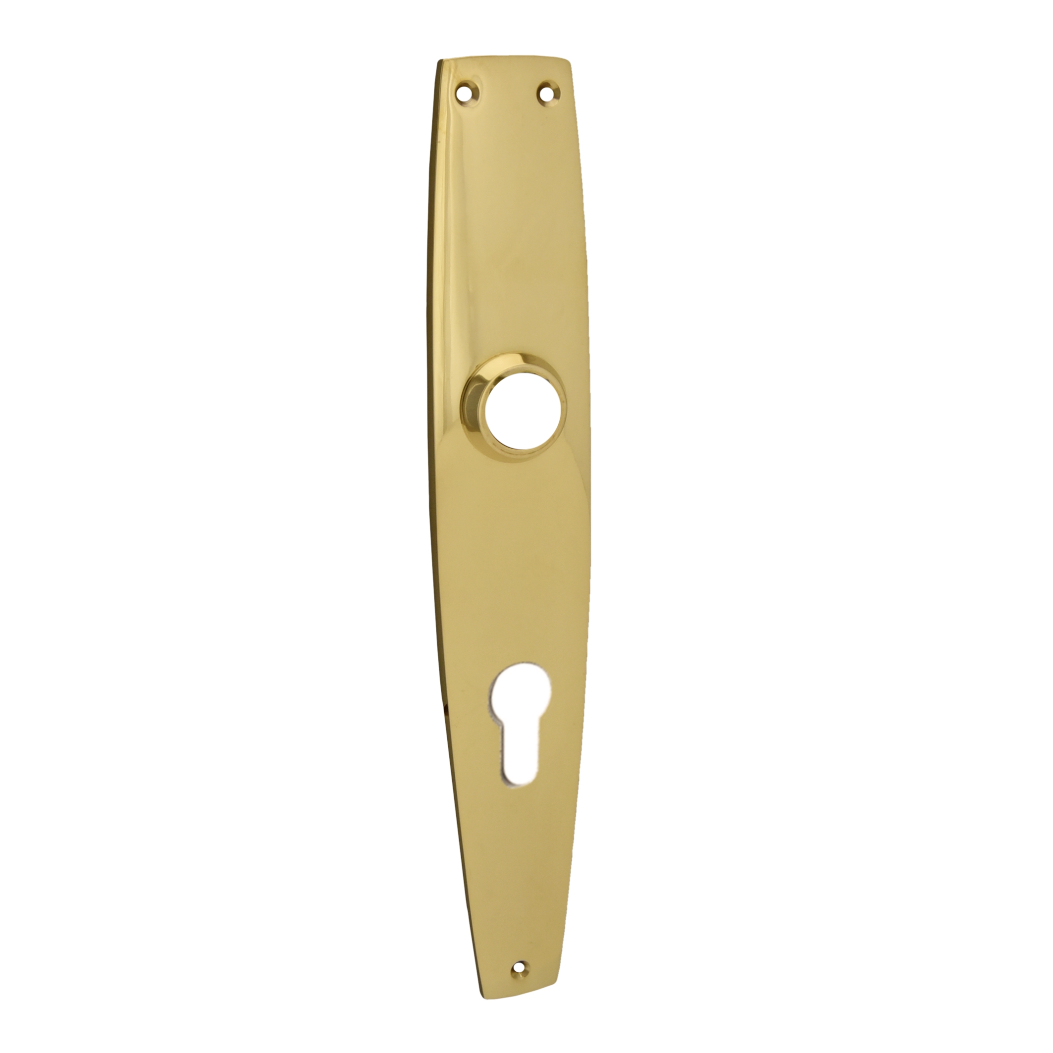 Türschild, Messing glänzend, PZ-Lochung, Dist. 72 mm, 222 x 36 mm konischSerie TS042 Bild1