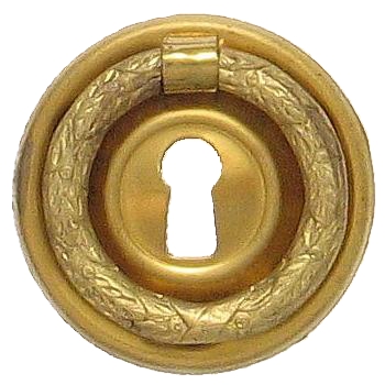 Klassizismus Möbelschild geprägt - Messing patiniert  Ø45 mm der Serie KL002 Bild1 Klassizismus Möbelschild geprägt Messing MPA D45mm mit Griff und Schlüsselloch Serie KL002 Bild1