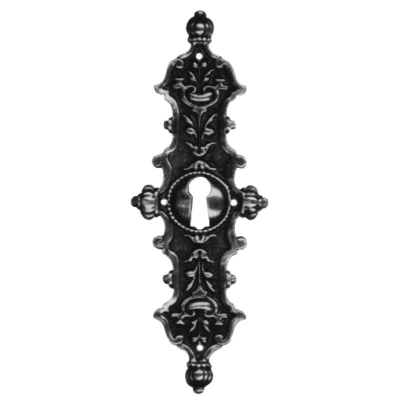 Historismus Möbelschild geprägt Messing MNI 45 x 125mm mit Schlüsselloch Serie HI021 Bild1