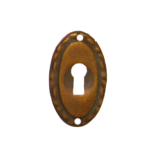 Jugendstil Möbelschild Messing MPA 22 x 37mm mit Schlüsselloch Serie JU002 Bild1