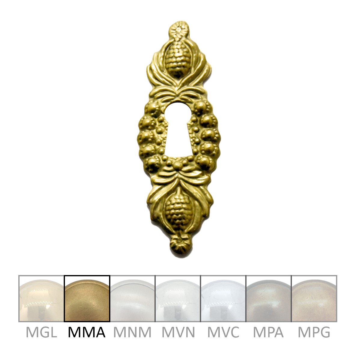 Klassizismus Möbelschild geprägt Messing MMA 25x70mm mit Schlüsselloch Serie KL072 Bild1