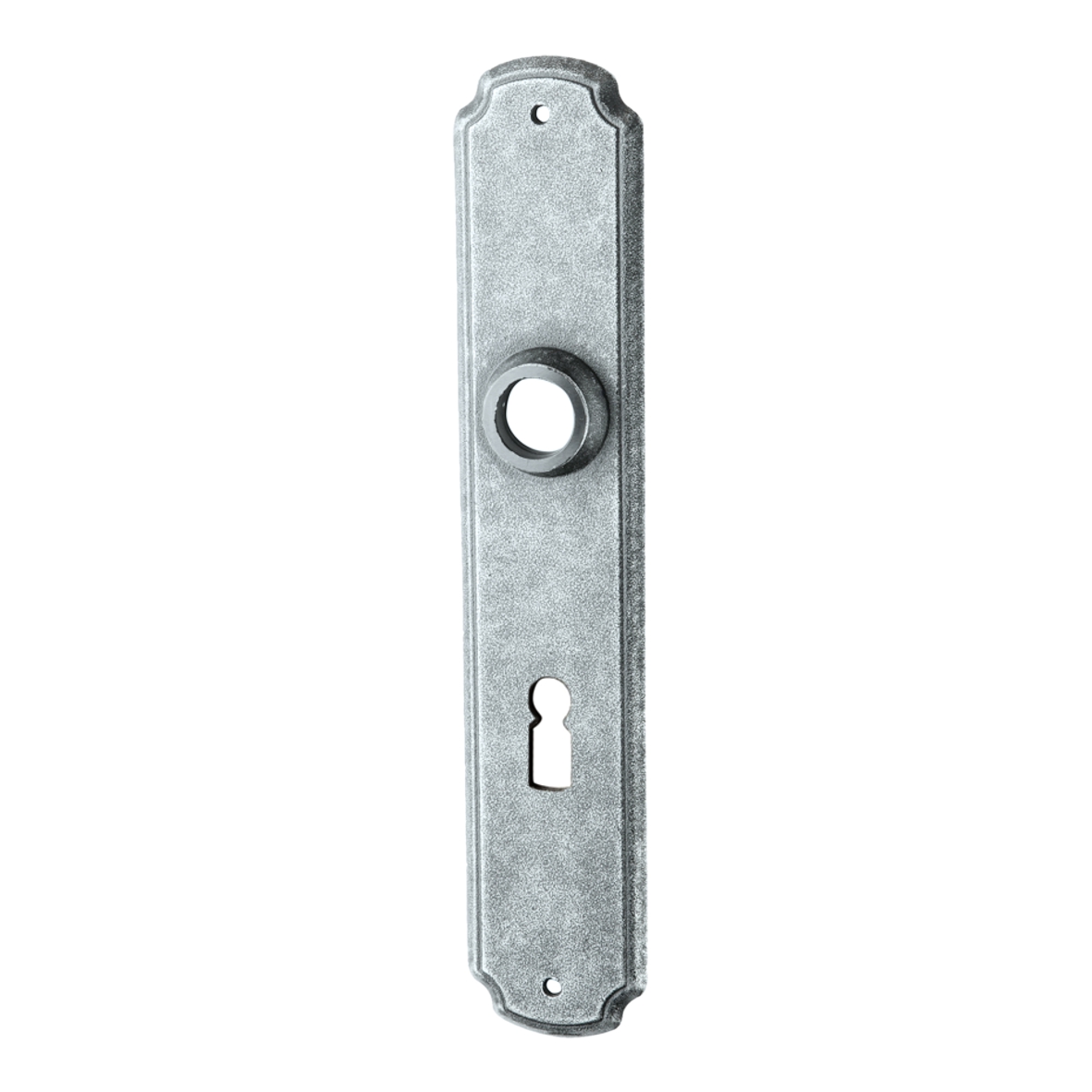 Zimmertürschild Dist. 72 mm BB, Eisen thermopatiniert ® L x B x T