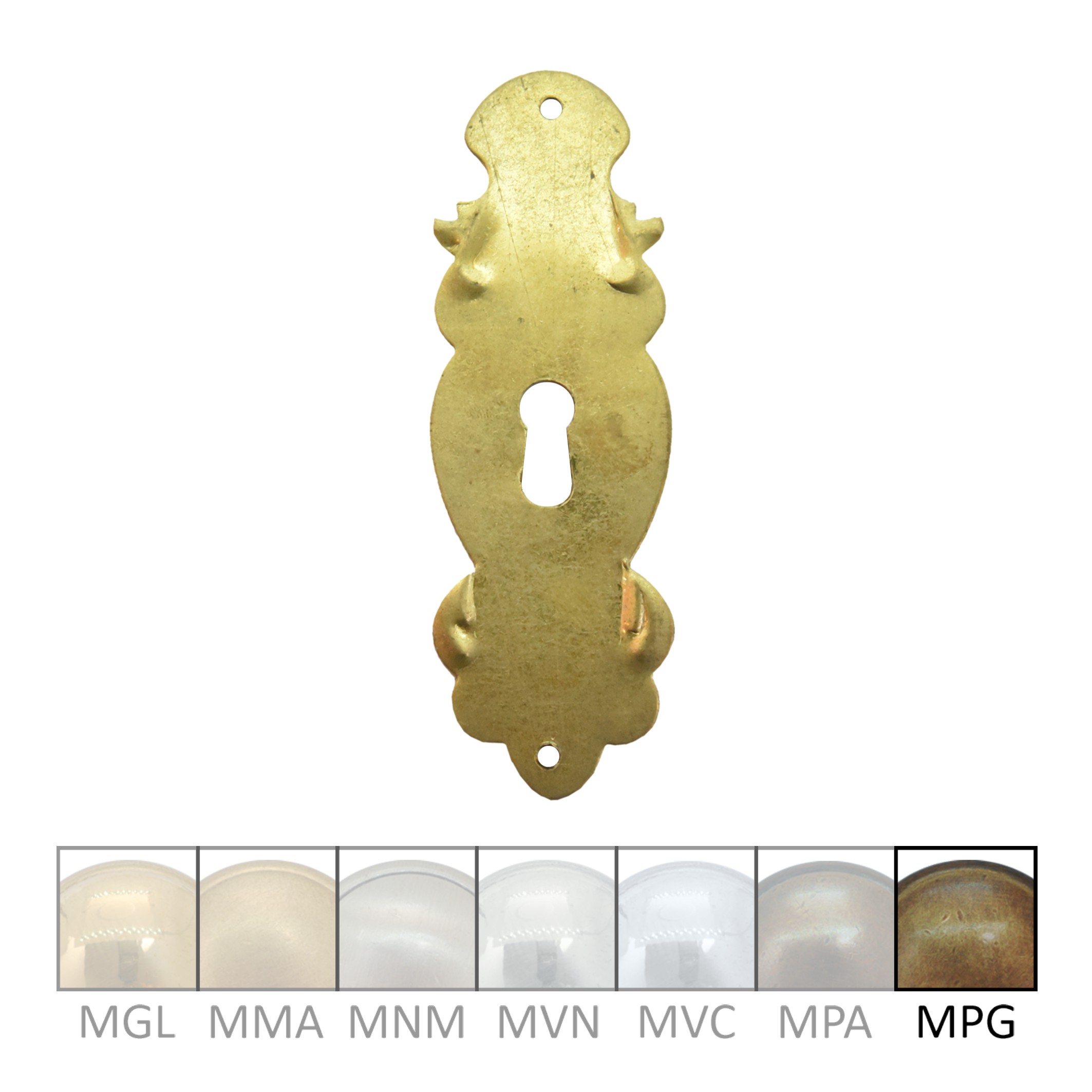 Barock Schlüsselschild 120 x 40mm mit Schlüsselloch, Messing MPG Serie BA018 Bild1