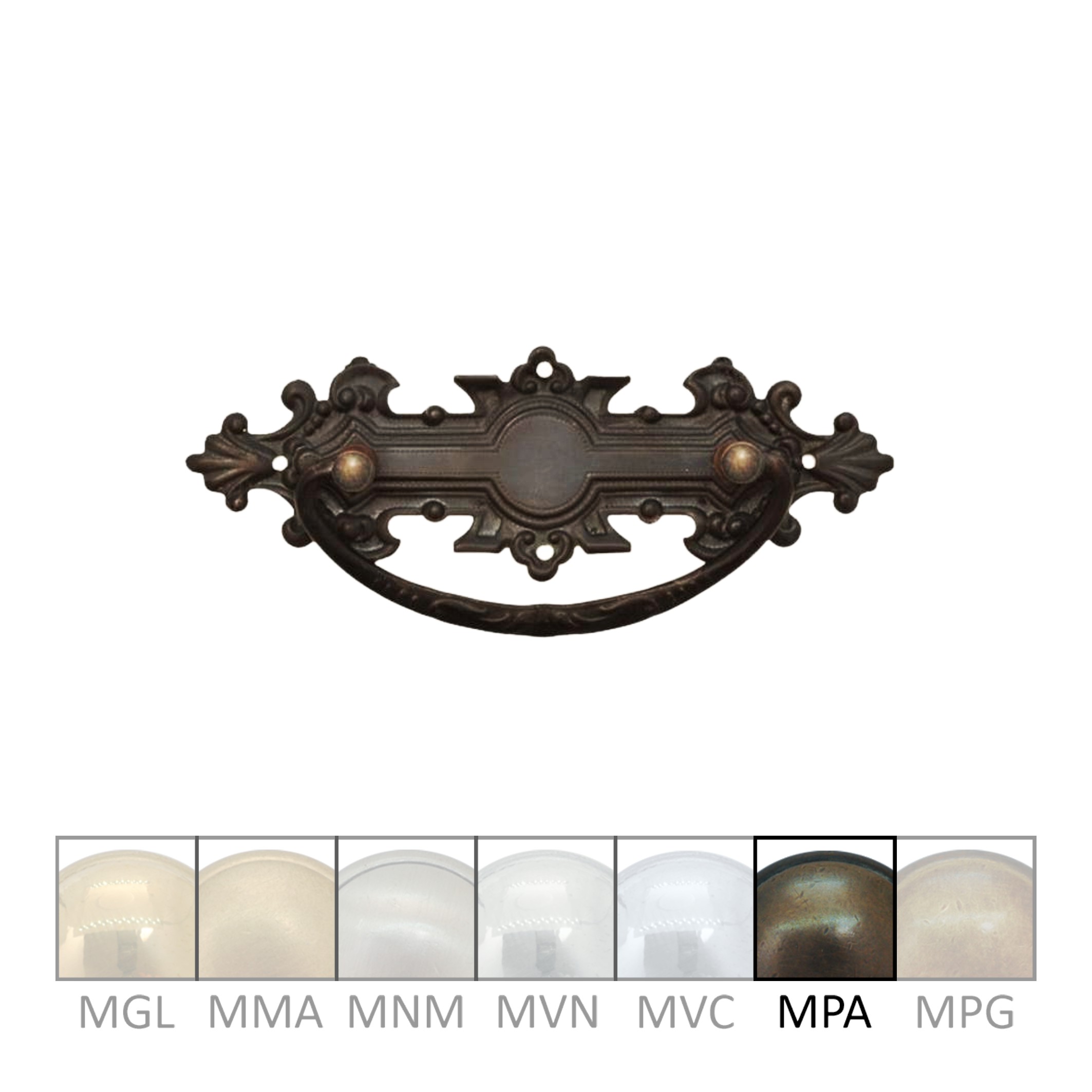 Historismus Möbelschild geprägt Messing MPA 115 x 39mm mit Griff Serie HI002 Bild1