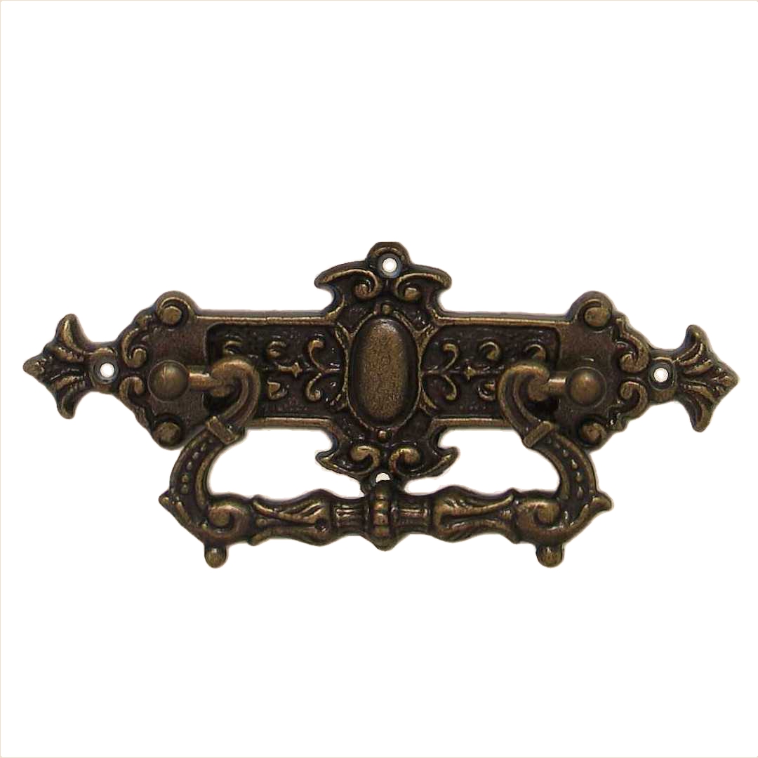 Historismus Möbelschild gegossen Messing MPA 102 x 37mm mit Griff Serie HI004 Bild1